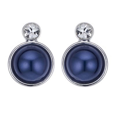 Designer pearl disc and crystal earring